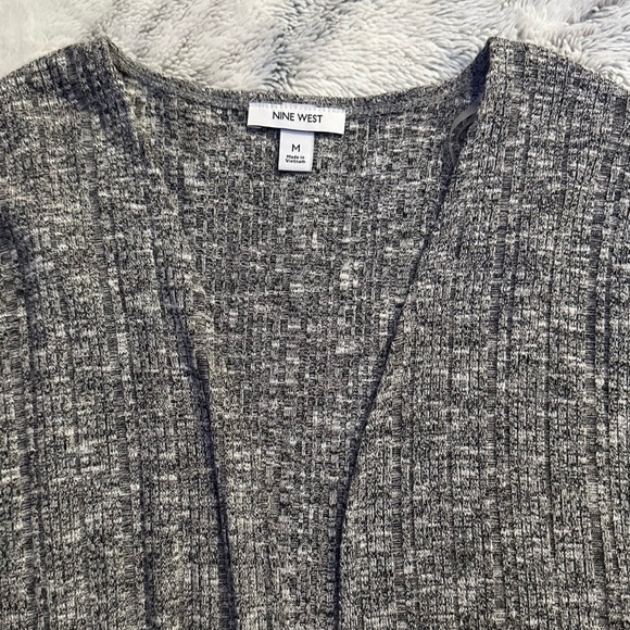 Nine West Open Front Rib Knit Long Cardigan Duster - Picture 4 of 8